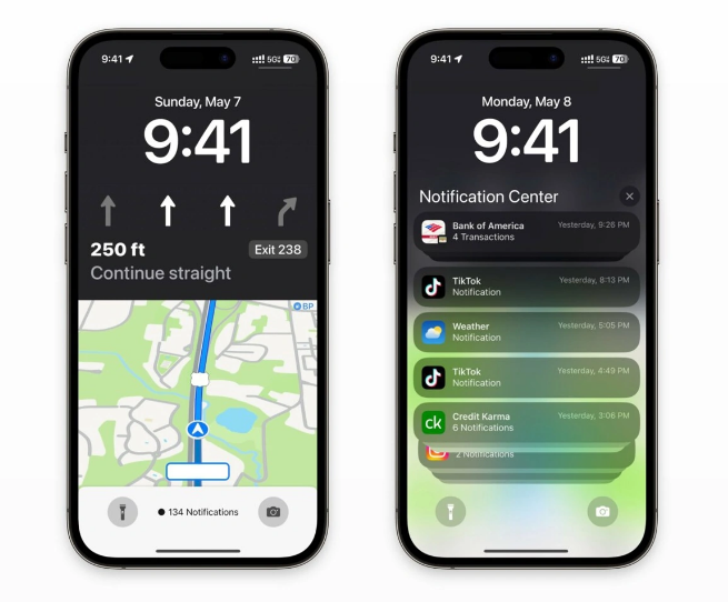 淄博苹果维修服务分享iOS17锁屏地图导航半屏显示长什么样 